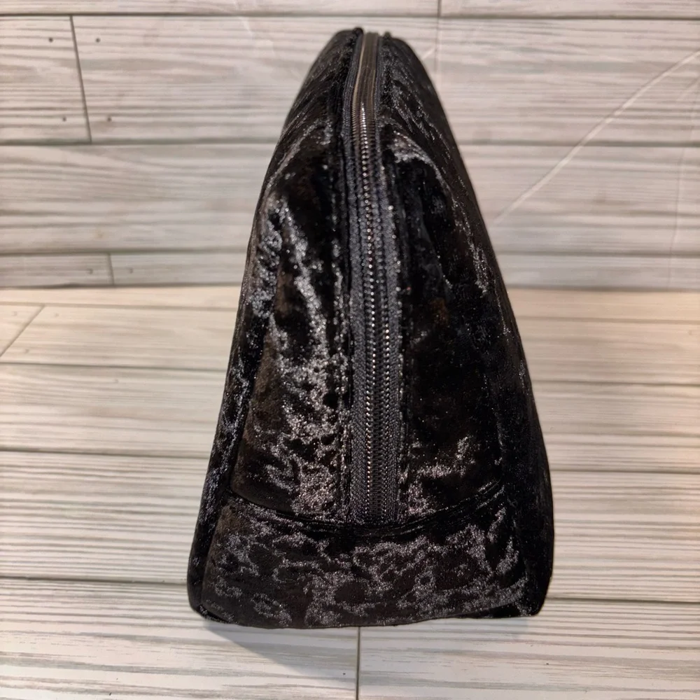 NEW Juicy Couture Black Velour Cosmetic Makeup Travel Bag & Bottle